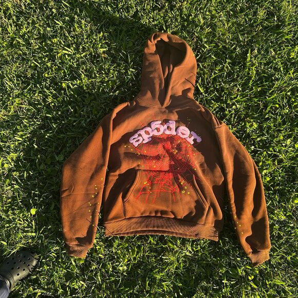 Sp5der Web Hoodie Brown Green-100% AUTHENTIC (HAVE RECEIPT)